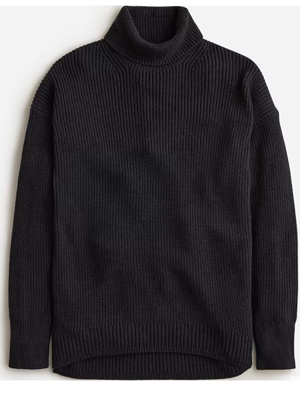 J.Crew Cotton Cashmere Ribbed Turtleneck Sweater Black Size Small BS990
